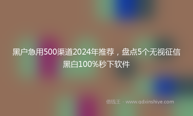 黑户急用500渠道2024年推荐,盘点5个无视征信黑白100%秒下软件