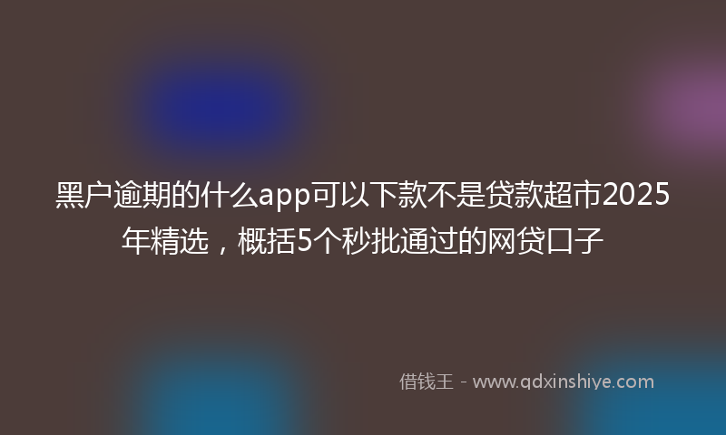 黑户逾期的什么app可以下款不是贷款超市2025年精选，概括5个秒批通过的网贷口子