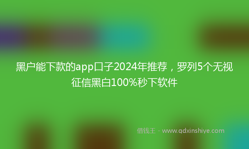 黑户能下款的app口子2024年推荐，罗列5个无视征信黑白100%秒下软件