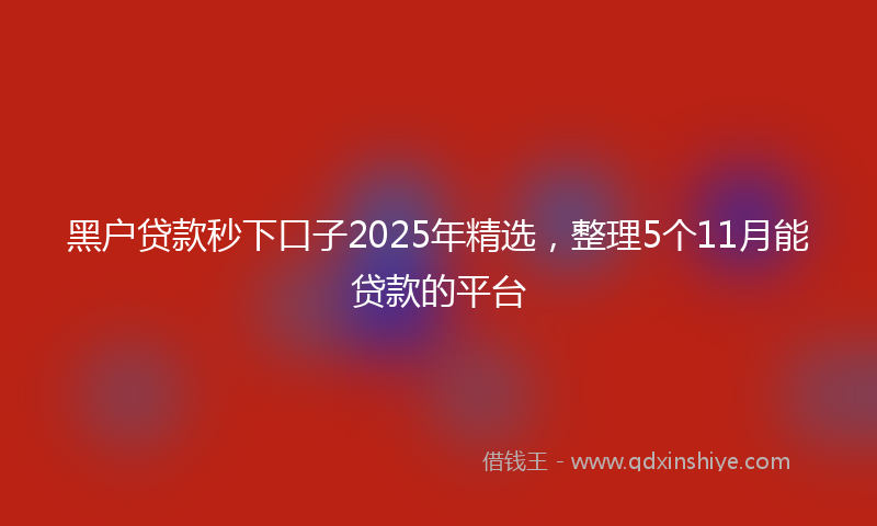 黑户贷款秒下口子2025年精选，整理5个11月能贷款的平台