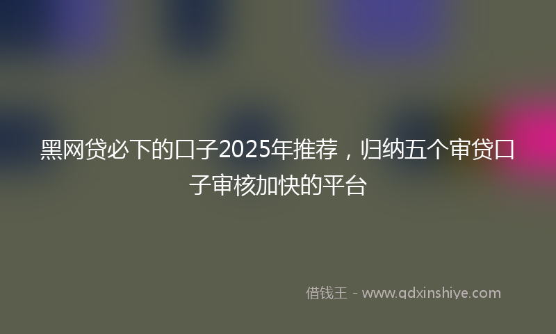黑网贷必下的口子2025年推荐，归纳五个审贷口子审核加快的平台
