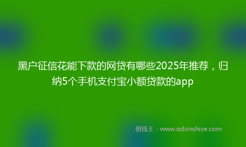 黑户征信花能下款的网贷有哪些2025年推荐，归纳5个手机支付宝小额贷款的app