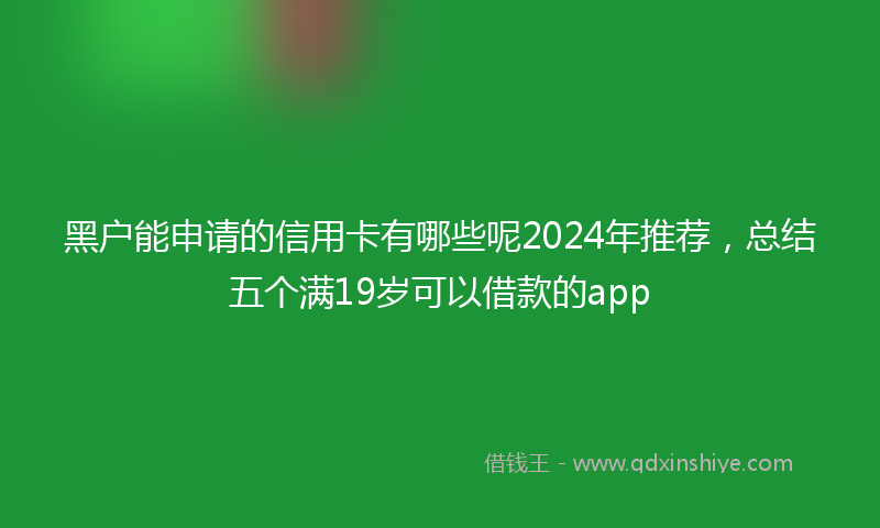 黑户能申请的信用卡有哪些呢2024年推荐，总结五个满19岁可以借款的app