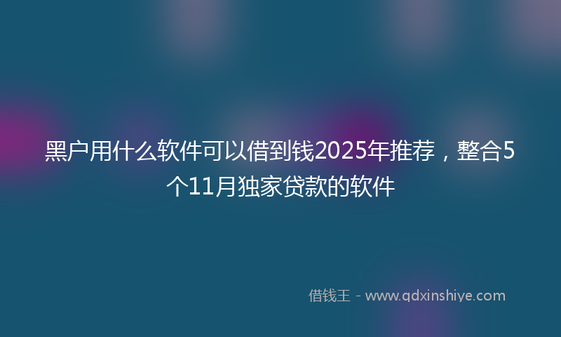 黑户用什么软件可以借到钱2025年推荐，整合5个11月独家贷款的软件