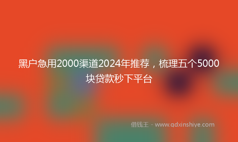 黑户急用2000渠道2024年推荐，梳理五个5000块贷款秒下平台