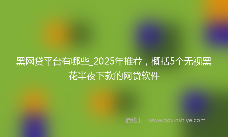 黑网贷平台有哪些_2025年推荐，概括5个无视黑花半夜下款的网贷软件