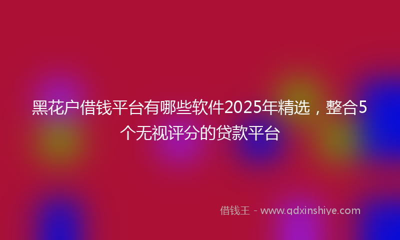 黑花户借钱平台有哪些软件2025年精选，整合5个无视评分的贷款平台