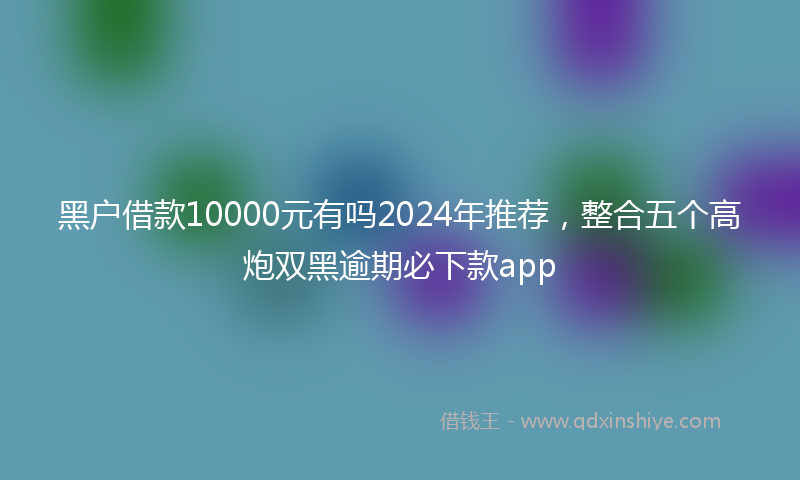 黑户借款10000元有吗2024年推荐，整合五个高炮双黑逾期必下款app