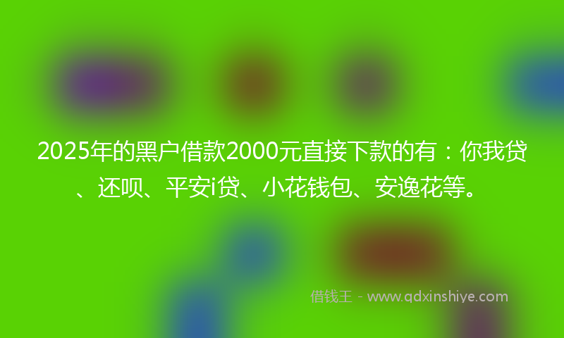 2025年的黑户借款2000元直接下款的有：你我贷、还呗、平安i贷、小花钱包、安逸花等。