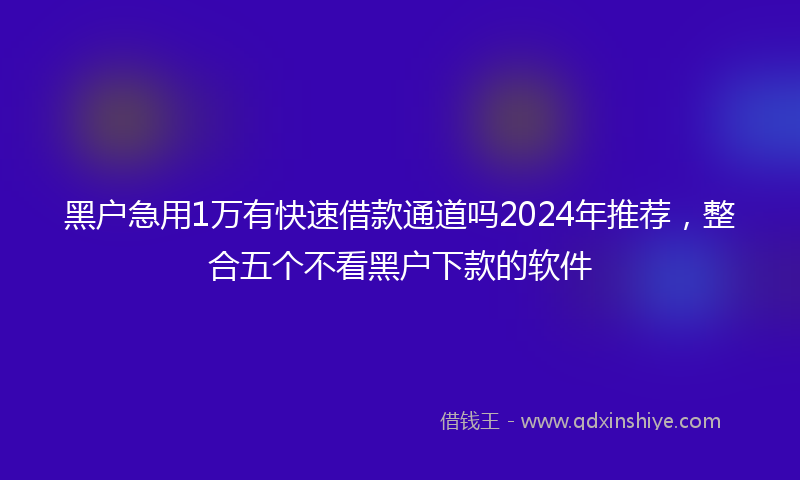 黑户急用1万有快速借款通道吗2024年推荐，整合五个不看黑户下款的软件