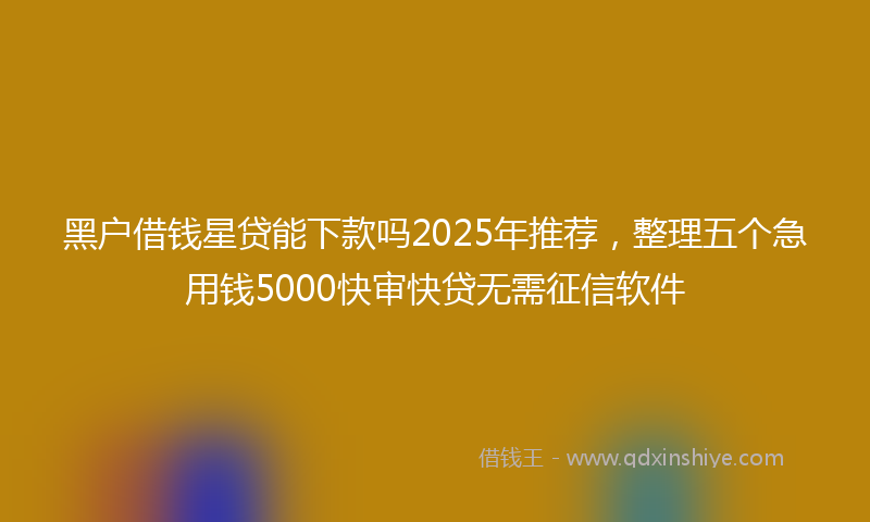 黑户借钱星贷能下款吗2025年推荐，整理五个急用钱5000快审快贷无需征信软件