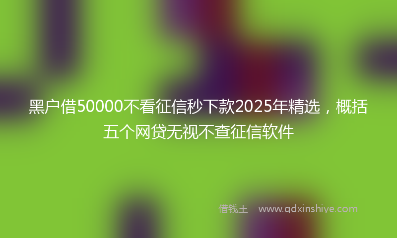 黑户借50000不看征信秒下款2025年精选，概括五个网贷无视不查征信软件