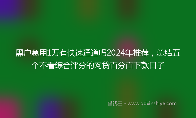 黑户急用1万有快速通道吗2024年推荐，总结五个不看综合评分的网贷百分百下款口子