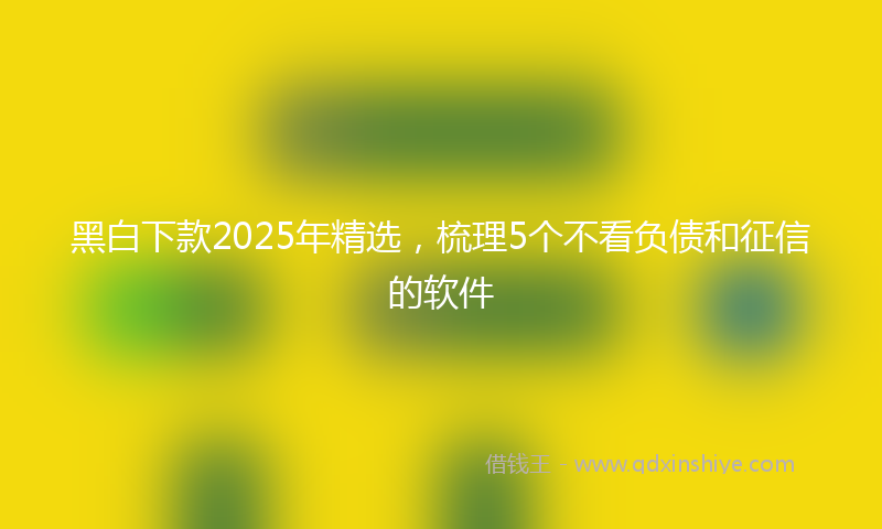 黑白下款2025年精选，梳理5个不看负债和征信的软件
