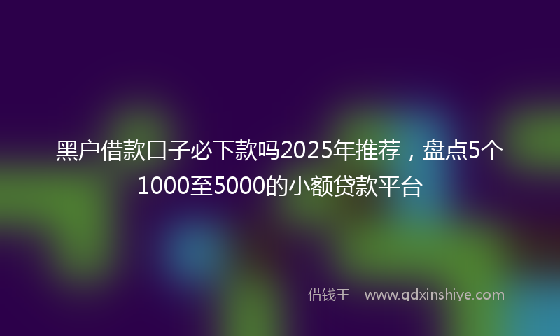 黑户借款口子必下款吗2025年推荐，盘点5个1000至5000的小额贷款平台