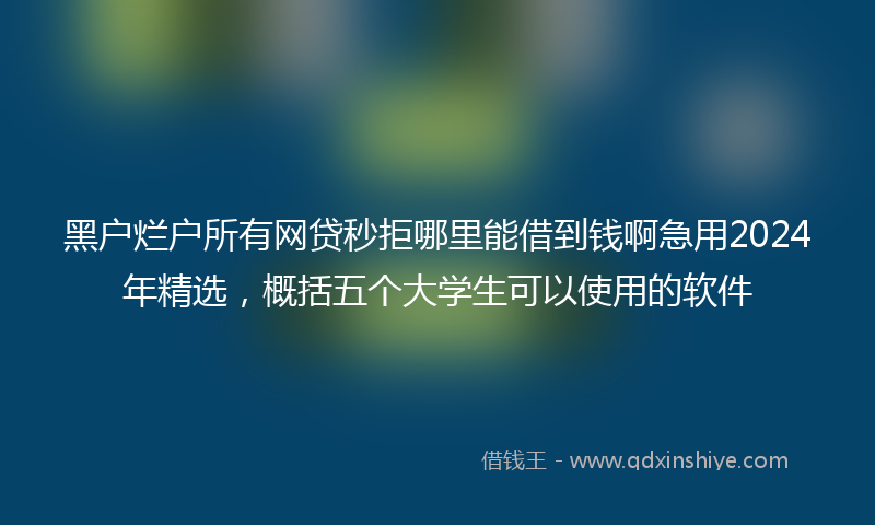 黑户烂户所有网贷秒拒哪里能借到钱啊急用2024年精选，概括五个大学生可以使用的软件