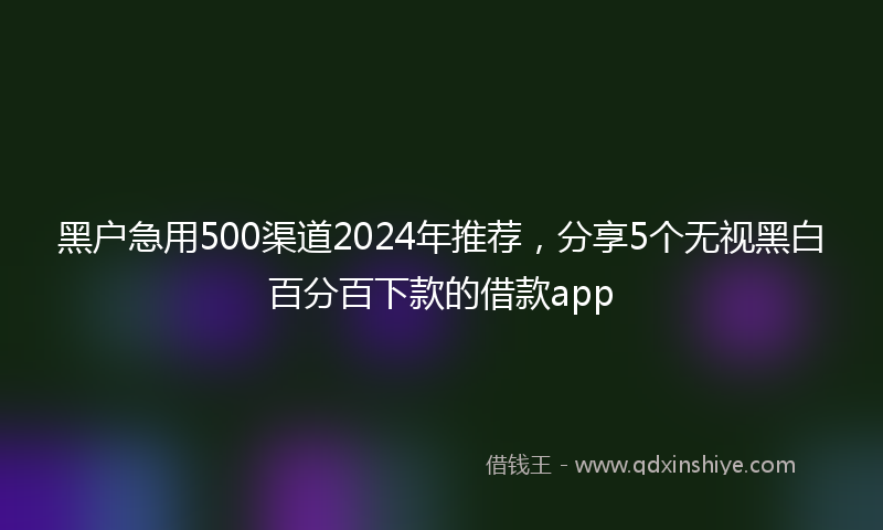 黑户急用500渠道2024年推荐，分享5个无视黑白百分百下款的借款app