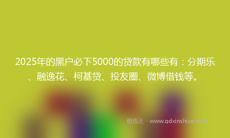2025年的黑户必下5000的贷款有哪些有：分期乐、融逸花、柯基贷、投友圈、微博借钱等。