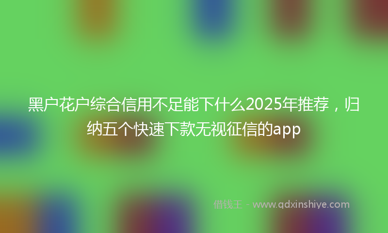 黑户花户综合信用不足能下什么2025年推荐，归纳五个快速下款无视征信的app