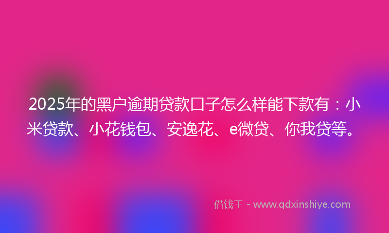 2025年的黑户逾期贷款口子怎么样能下款有：小米贷款、小花钱包、安逸花、e微贷、你我贷等。