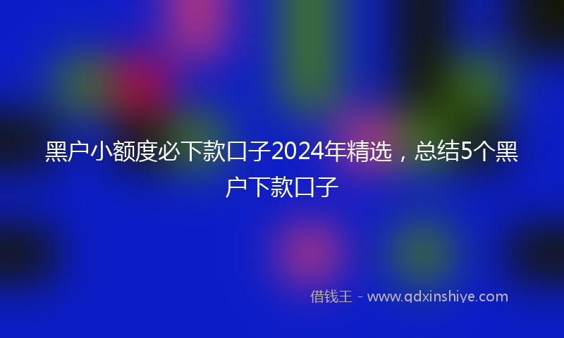 黑户小额度必下款口子2024年精选，总结5个黑户下款口子