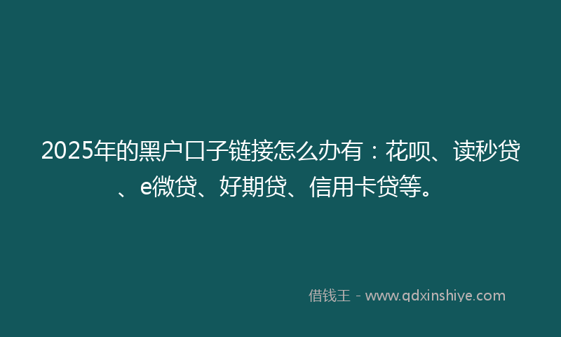 2025年的黑户口子链接怎么办有：花呗、读秒贷、e微贷、好期贷、信用卡贷等。