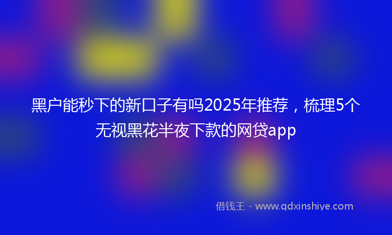 黑户能秒下的新口子有吗2025年推荐，梳理5个无视黑花半夜下款的网贷app