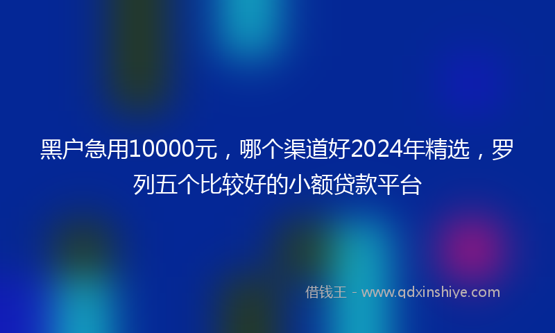 黑户急用10000元，哪个渠道好2024年精选，罗列五个比较好的小额贷款平台