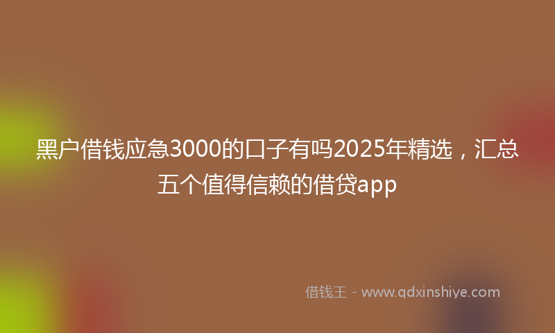 黑户借钱应急3000的口子有吗2025年精选，汇总五个值得信赖的借贷app