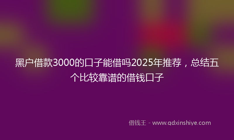 黑户借款3000的口子能借吗2025年推荐，总结五个比较靠谱的借钱口子