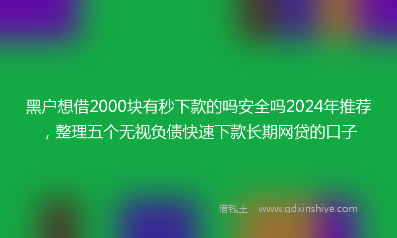 黑户想借2000块有秒下款的吗安全吗2024年推荐，整理五个无视负债快速下款长期网贷的口子