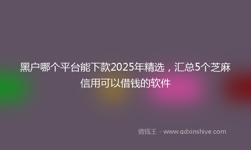 黑户哪个平台能下款2025年精选，汇总5个芝麻信用可以借钱的软件