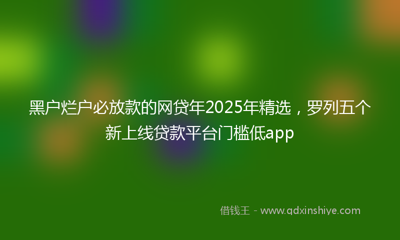 黑户烂户必放款的网贷年2025年精选，罗列五个新上线贷款平台门槛低app