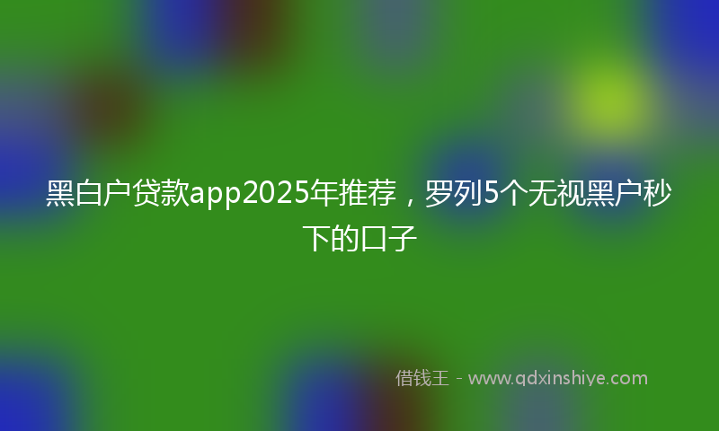 黑白户贷款app2025年推荐，罗列5个无视黑户秒下的口子