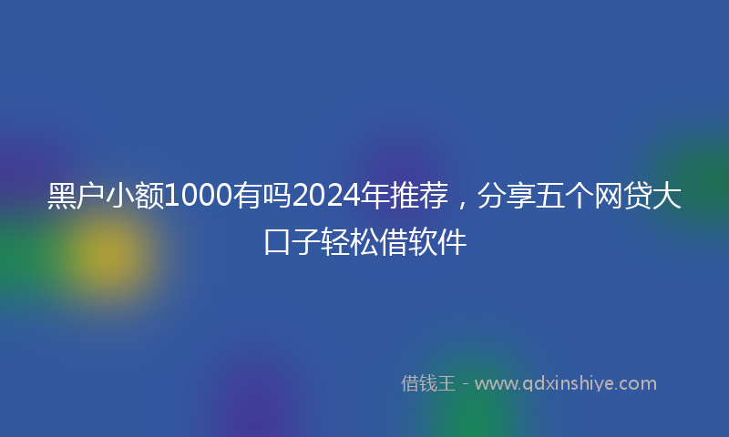 黑户小额1000有吗2024年推荐，分享五个网贷大口子轻松借软件