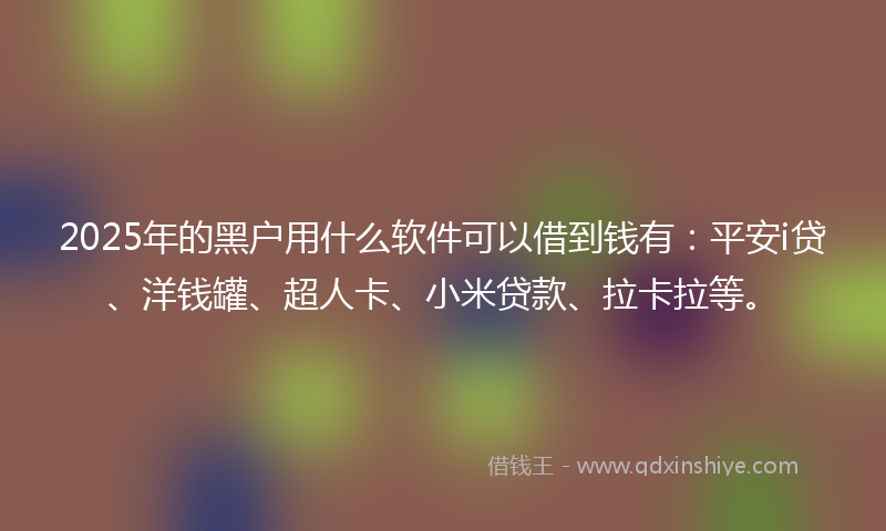 2025年的黑户用什么软件可以借到钱有：平安i贷、洋钱罐、超人卡、小米贷款、拉卡拉等。