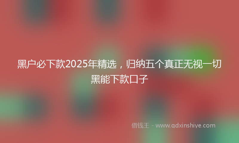 黑户必下款2025年精选，归纳五个真正无视一切黑能下款口子