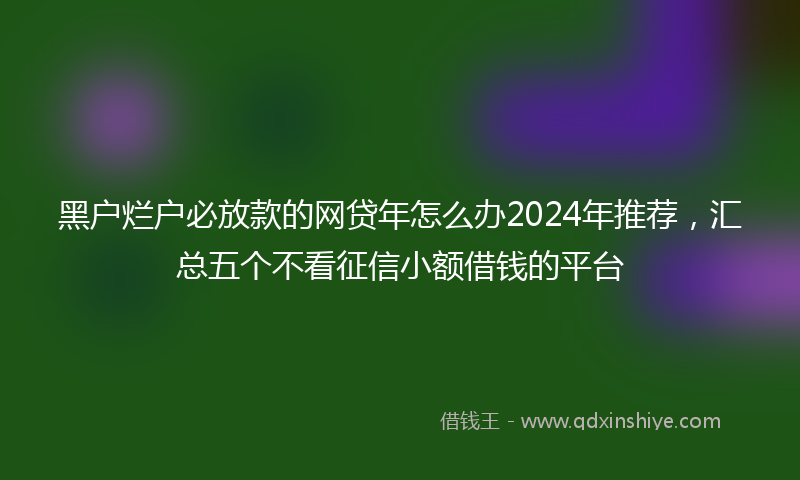 黑户烂户必放款的网贷年怎么办2024年推荐，汇总五个不看征信小额借钱的平台