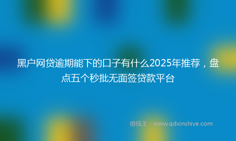 黑户网贷逾期能下的口子有什么2025年推荐，盘点五个秒批无面签贷款平台