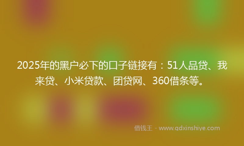 2025年的黑户必下的口子链接有：51人品贷、我来贷、小米贷款、团贷网、360借条等。