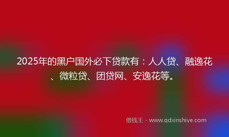 2025年的黑户国外必下贷款有：人人贷、融逸花、微粒贷、团贷网、安逸花等。