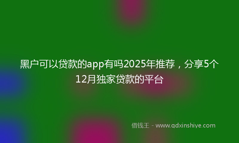 黑户可以贷款的app有吗2025年推荐，分享5个12月独家贷款的平台