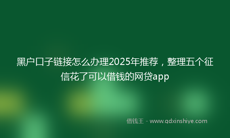 黑户口子链接怎么办理2025年推荐，整理五个征信花了可以借钱的网贷app