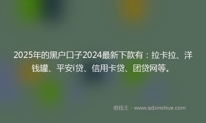 2025年的黑户口子2024最新下款有：拉卡拉、洋钱罐、平安i贷、信用卡贷、团贷网等。