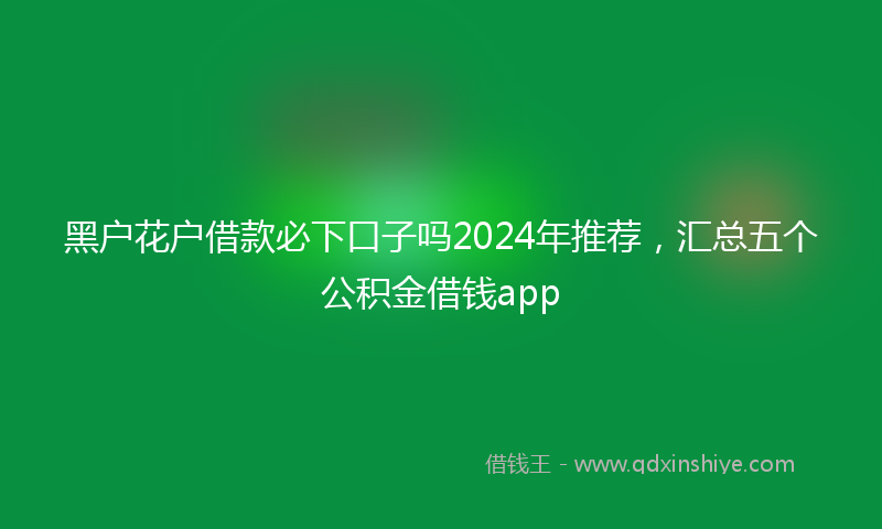 黑户花户借款必下口子吗2024年推荐，汇总五个公积金借钱app