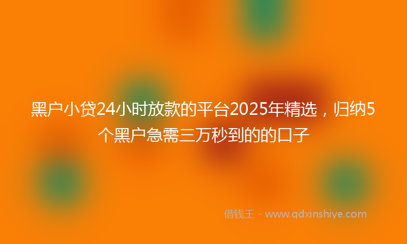 黑户小贷24小时放款的平台2025年精选，归纳5个黑户急需三万秒到的的口子