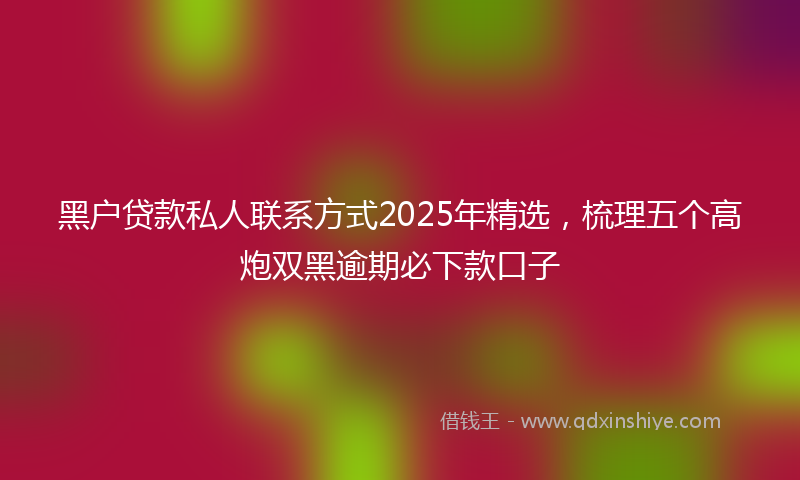 黑户贷款私人联系方式2025年精选，梳理五个高炮双黑逾期必下款口子