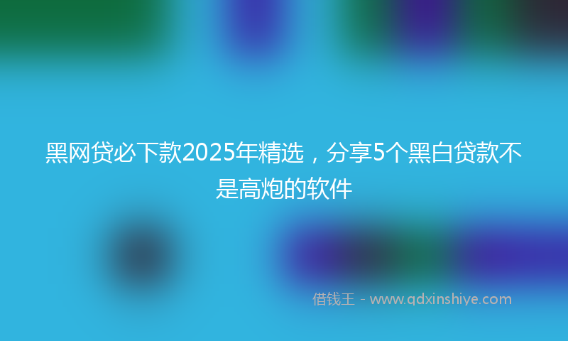 黑网贷必下款2025年精选，分享5个黑白贷款不是高炮的软件