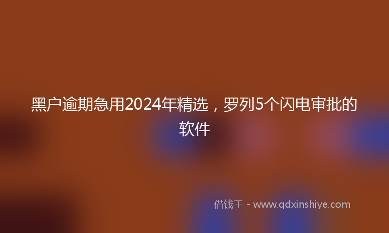 黑户逾期急用2024年精选，罗列5个闪电审批的软件