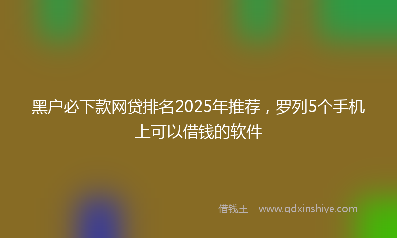 黑户必下款网贷排名2025年推荐，罗列5个手机上可以借钱的软件